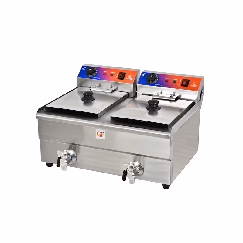 Gasfrit – Professional industrial ultra-fast electric fryer, 2 x 10L basins with drain tap