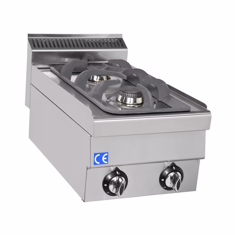 Gas hob with 2 burners, 400 x 700 mm