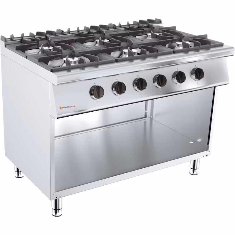 Gas stove - 6 burners + including base cabinet - 39 kW