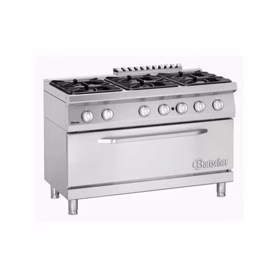 Bartscher Gas hob, 6 burners, built-in gas oven, W 1200 D 700 H 850