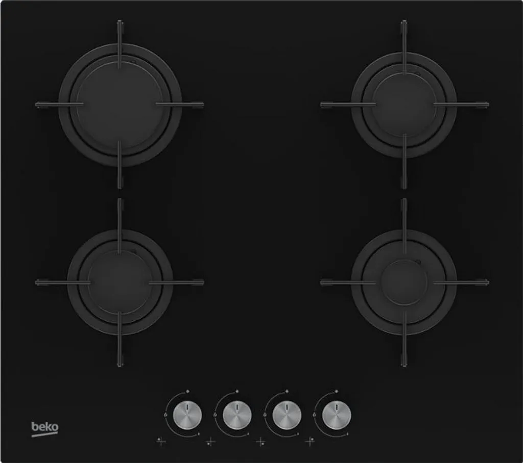 Gas hob 60 cm 4 burners 7400 w black glass Beko HILG64221S