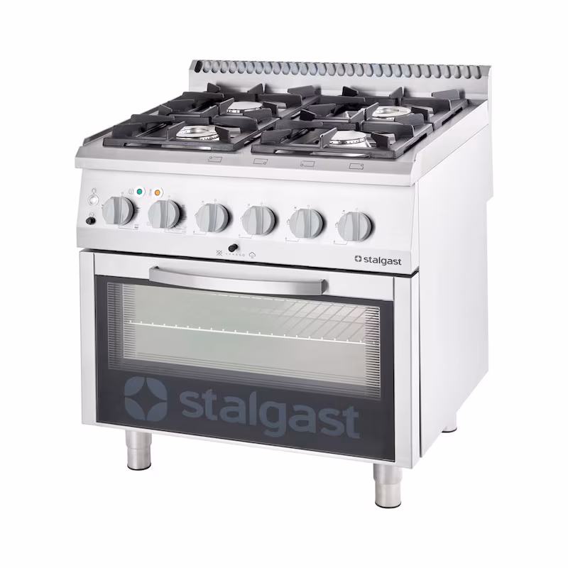 Gas stove with 4 burners (3.5x+5+2x7) and electric convection oven GN1/1, 700 ND series