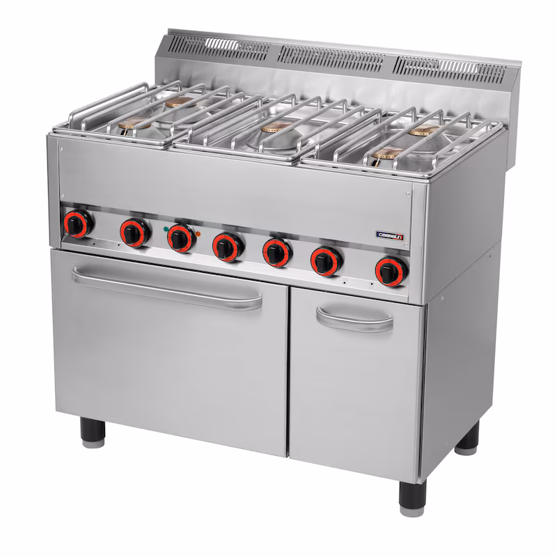 Gas stove with 5 cooking zones and ventilated electric oven GN 1/1 99 - Line 600 C6FOG5FFEV99 Casselin