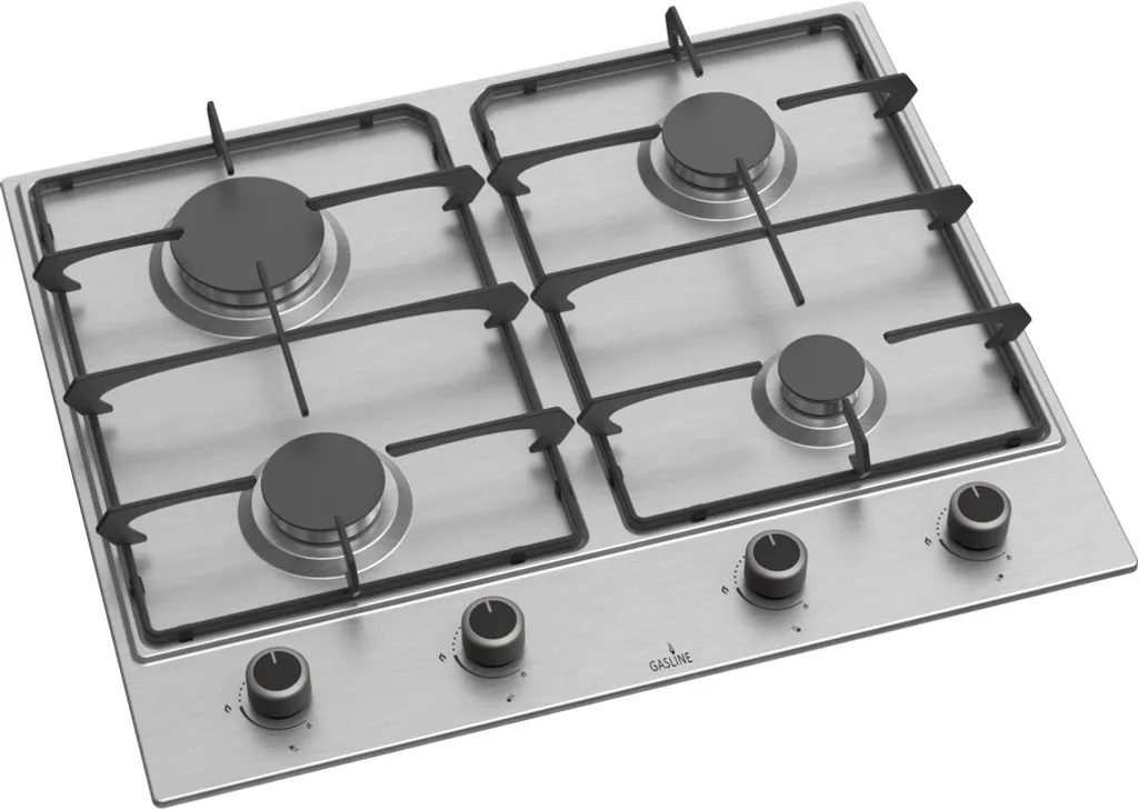 Gasline built-in gas cooker, 4 burners, gas hob, GAG60INX stainless steel, Sabaf burners, natural gas/propane, electric one-hand ignition, thermoelectric ignition safety device