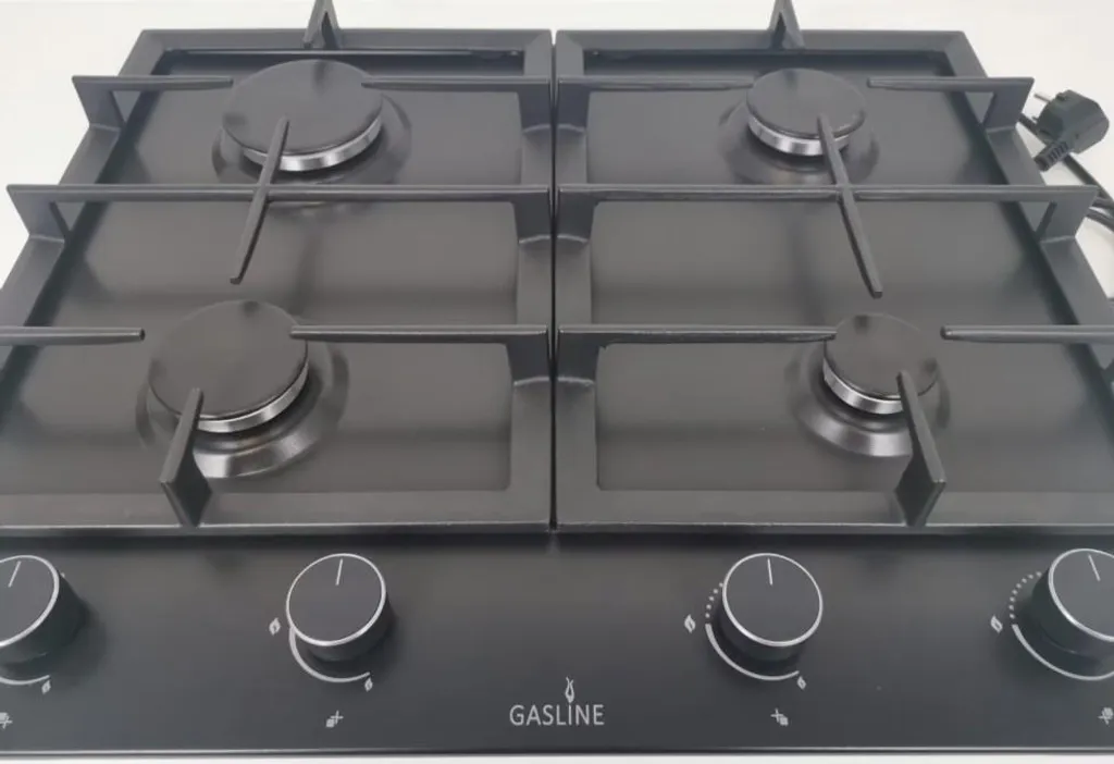 Gasline built-in gas hob, 4 burners, GAG60INB Black Matt, Sabaf burners, natural gas/propane