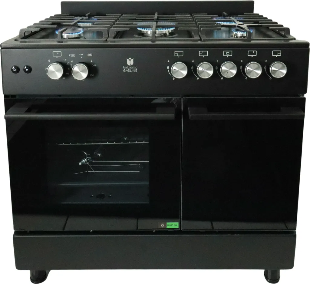 Gasline GAG90GOXFLB Black Gas Freestanding Cooker with Bottle Cabinet 90cm Propane 50Mbar