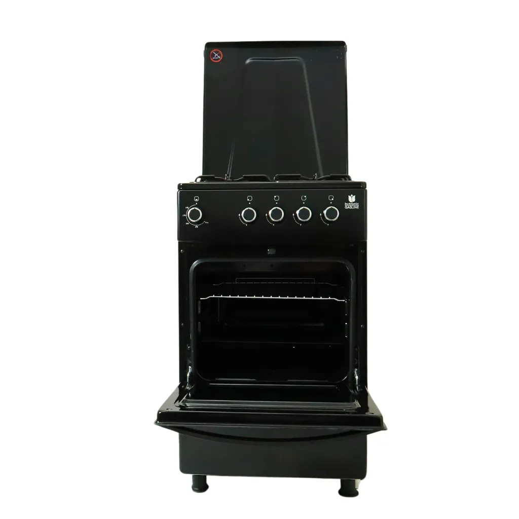 Gasline Gas Freestanding Cooker 50cm Gas Oven with Thermostat Black SHGG5050THTB, Full Ignition Safety Device Propane/Natural Gas ideal for Camping, Garden, Terrace.