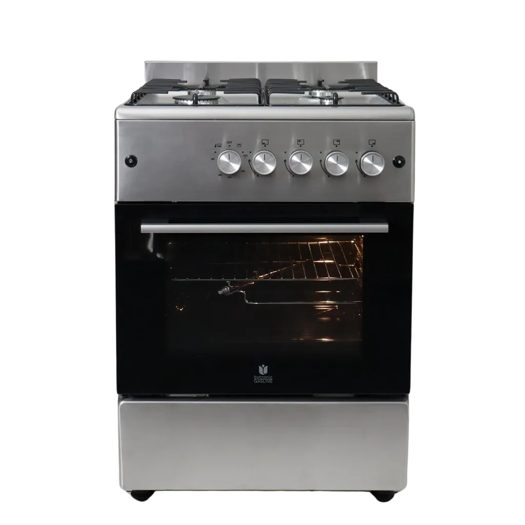 Gasline 60cm Gas Range SHGG6060FGIX Gas Oven with Thermostat, Grill and Fan, 4 Burners, Stainless Steel, LPG/Natural Gas
