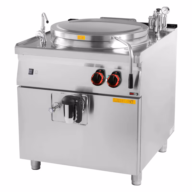 Gastro electric cooking kettle, stainless steel, 100L, 21 kW, 800x900x900mm