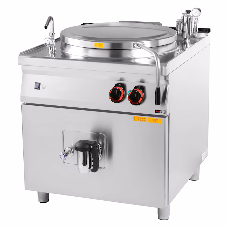 Gastro electric cooking kettle, stainless steel, 150L, ​​21 kW, 800x900x900mm