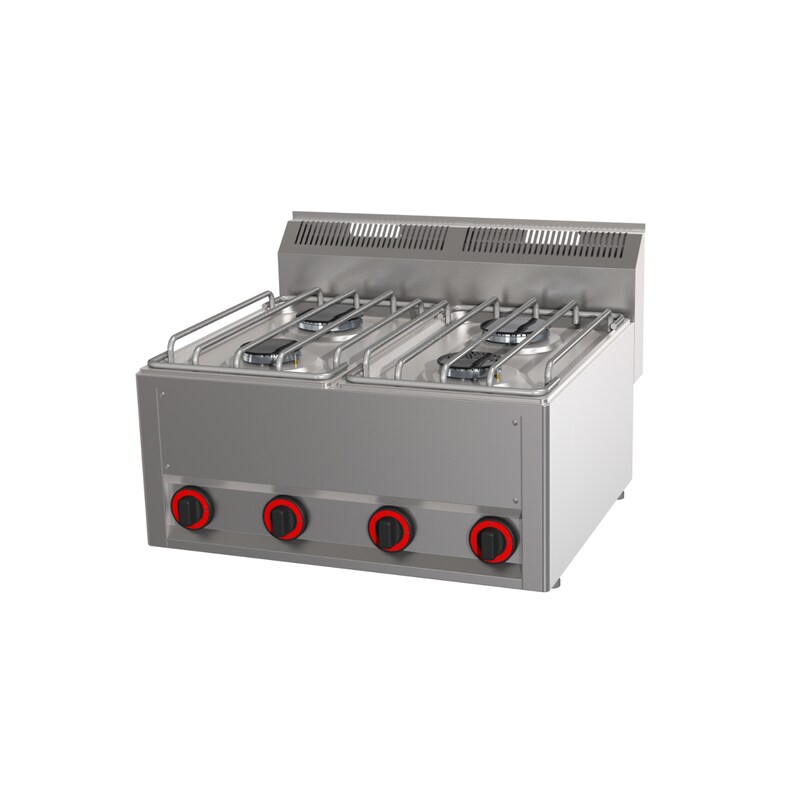 Commercial gas stove, 4 burners, tabletop unit, 12.6 kW, 660x600x290mm, gas burner
