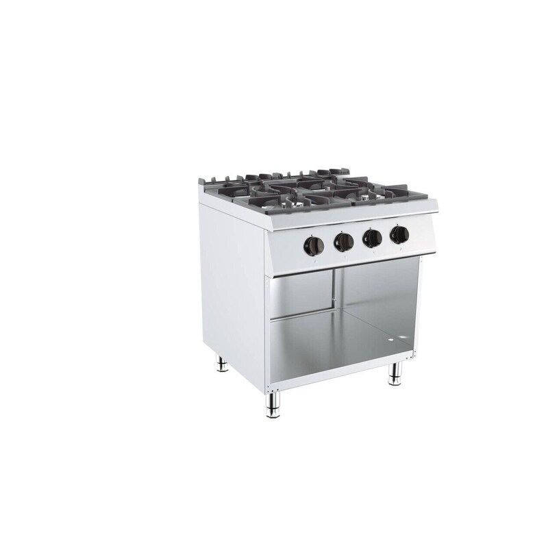 Commercial gas stove, 4-burner, freestanding gas stove, 26 kW, 800x730x900mm