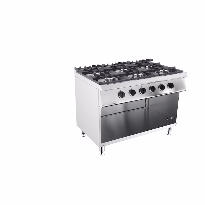 Commercial gas stove, 6-burner, freestanding gas stove, 39 kW, 1200x730x900mm