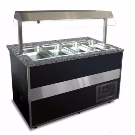 GGG Gastro Hot Food Counter, Warm Display Case, Bain Marie, Warming Counter, 4x GN1/1, 1500x800x1350mm