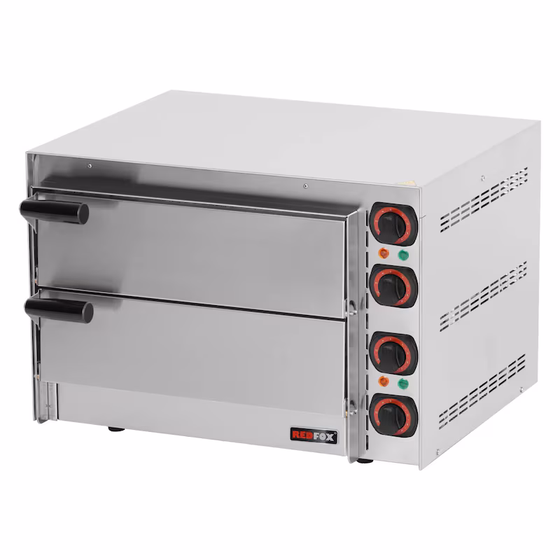 Commercial pizza oven, oven for pizza and tarte flambée, 230V, 550x498x380mm, 2 chambers, timer