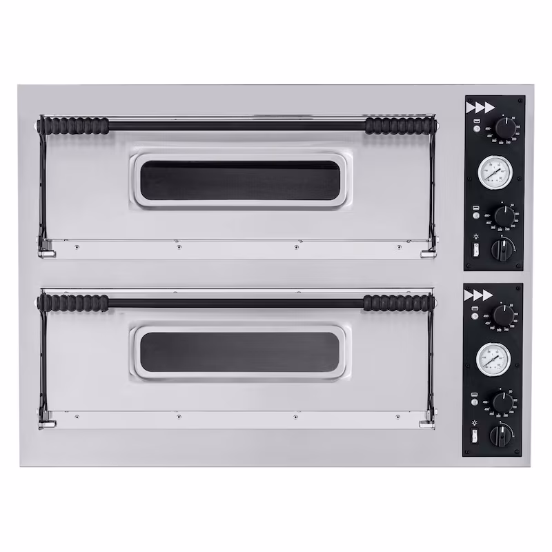 Commercial pizza oven, oven for pizza and tarte flambée, 400V, 1000x955x745mm, 2 chambers, 12 kW