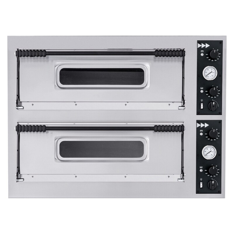 Commercial pizza oven, oven for pizza and tarte flambée, 400V, 1000x955x745mm, 2 chambers, 12 kW