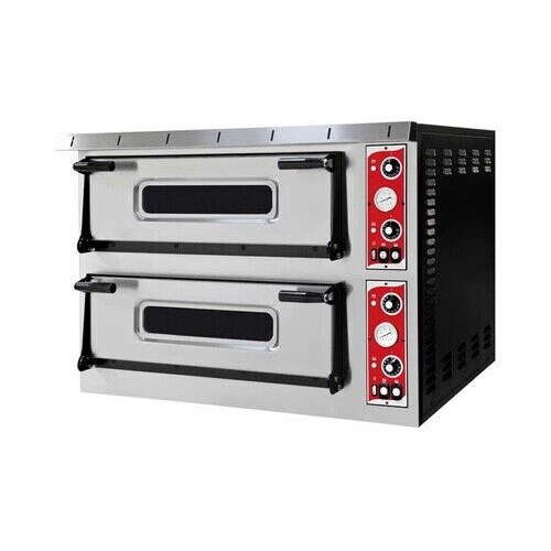 Commercial pizza oven, oven for pizza and tarte flambée, 400V, 1005 x 970 x 745mm, 2 chambers