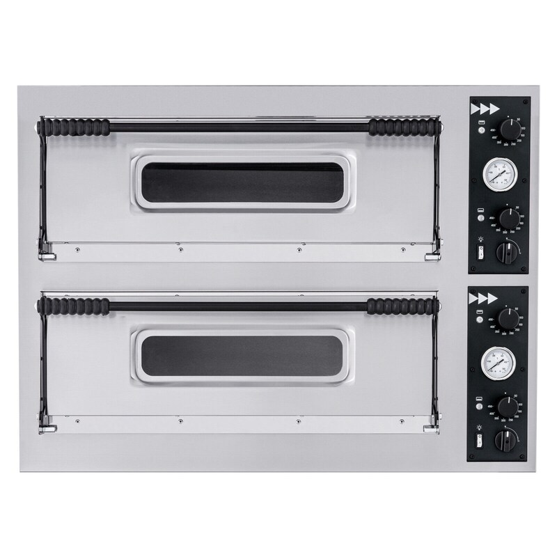 Commercial pizza oven, oven for pizza and tarte flambée, 400V, 1360x955x745mm, 2 chambers, 18 kW