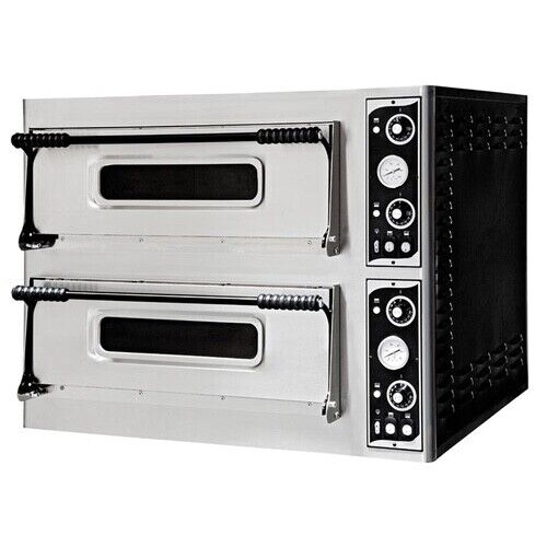 Commercial pizza oven, oven for pizza and tarte flambée, 400V, 975 x 1220 x 745mm, 2 chambers