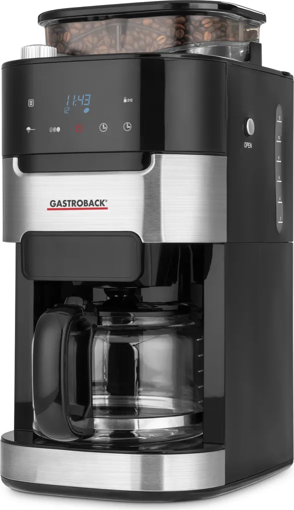 GASTROBACK 42711 Coffee Machine Grind&Brew Pro 12 Cups 900 Watt Stainless Steel/Black