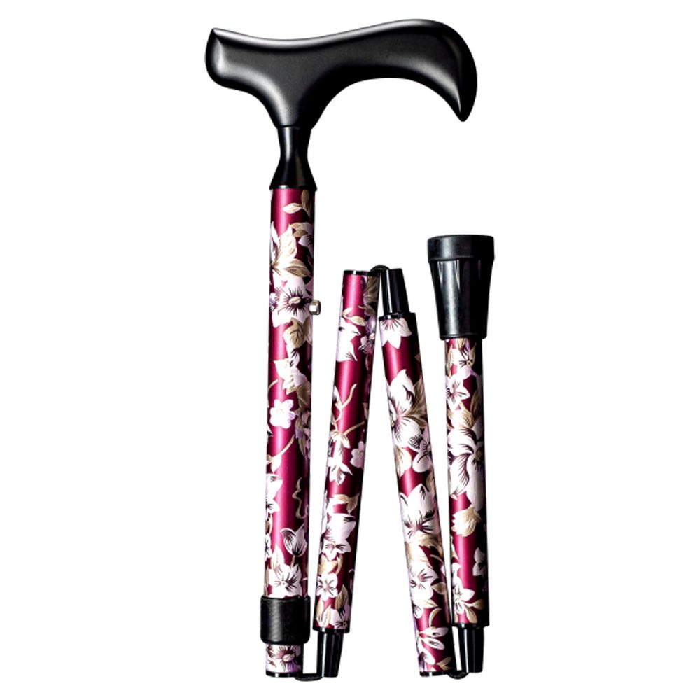 Gastrock Foldable Walking Stick Deluxe Slim Folding Stick Neck Flora Bordeaux 1 St