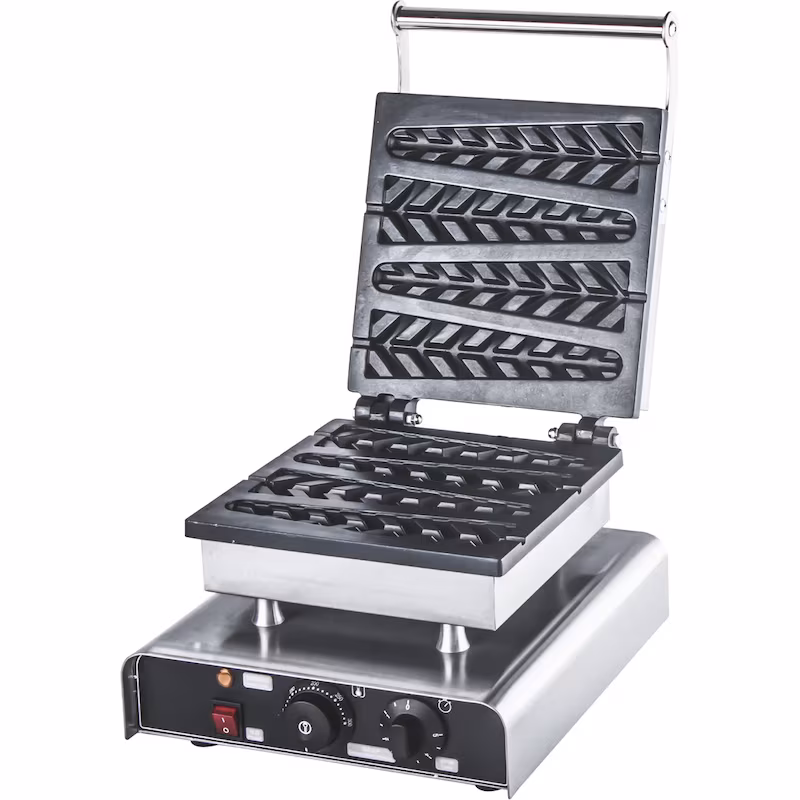 GastroHero Double Waffle Iron, Round, 2 x Ø180 mm, Professional Waffle Iron, Catering Waffle Maker with Temperature Control, 2600 W, Stainless Steel