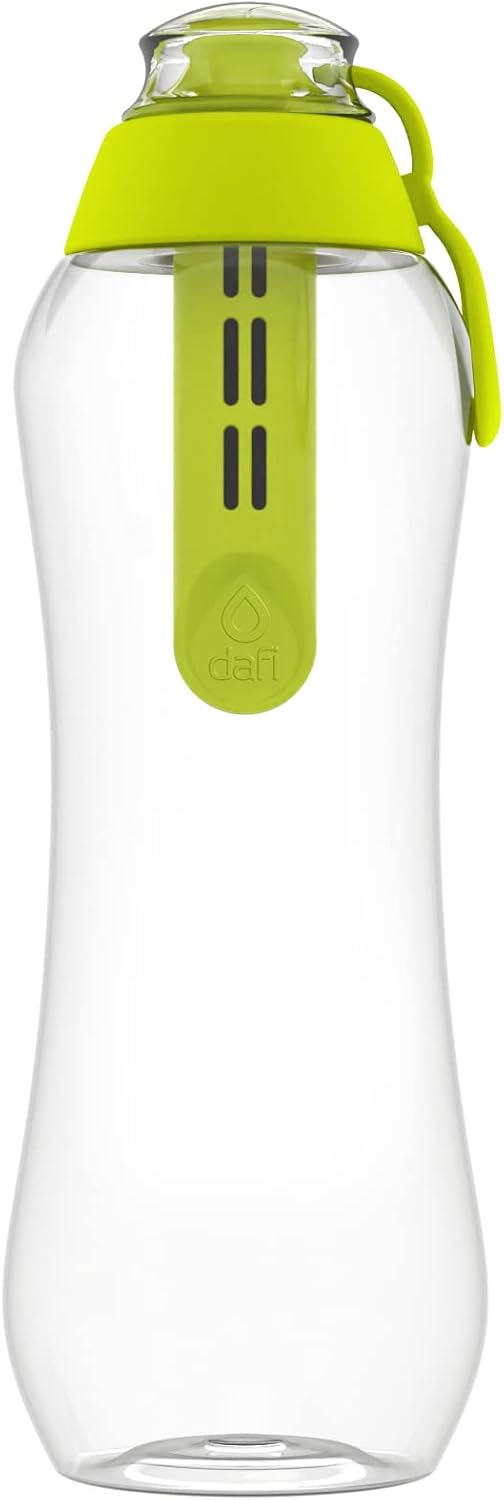 DAFI Store DAFI Water Bottle with Filter 0.5 L Lime - Water Bottle with Water Filter, BPA-Free, Sports Bottle with Filtered Water for Travel - Filter Bottle Outdoor + Activated Carbon Filter Straw