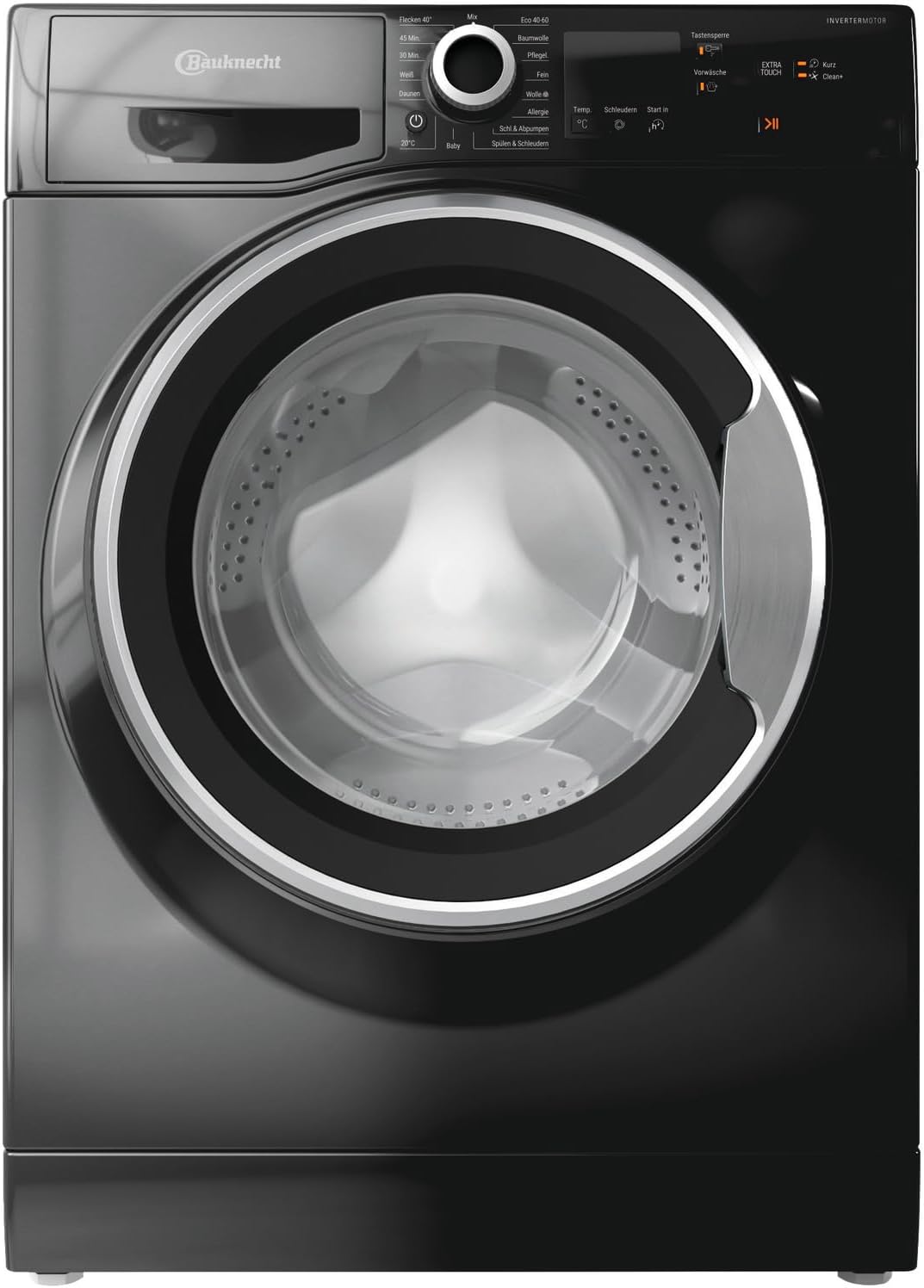 Bauknecht W9 S6300 A Washing Machine Front Loader / 9 kg / Energy Efficiency Class A / Short 30 / Short 45 / Powerful Stain Removal / Anti-Allergy Program / Wool Program / Black / Durable Inverter Motor
