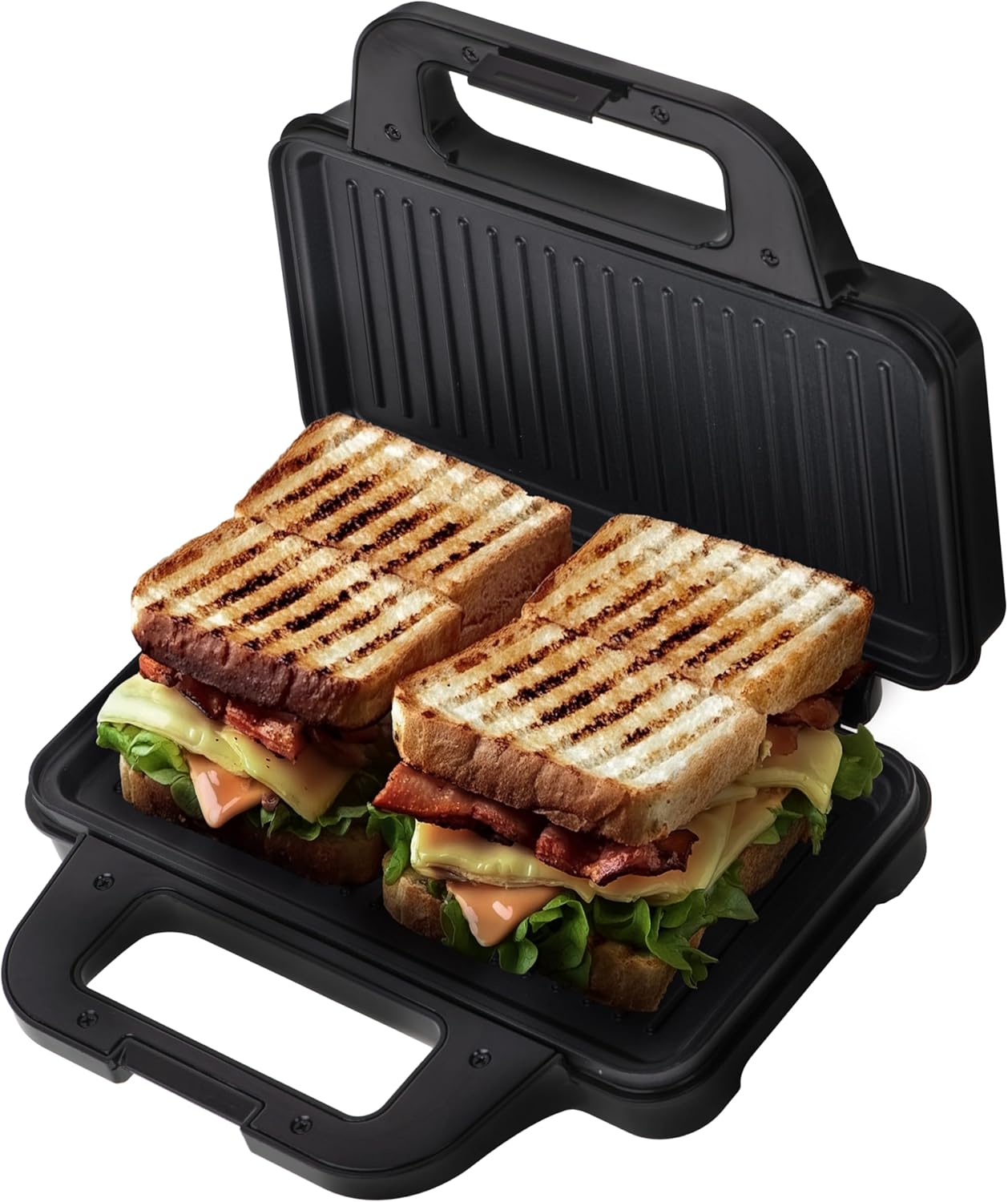Camry - Sandwich maker and panini grill in one - 2 in 1 - black sandwich toaster small - sandwich and panini toaster - quick toast grill - camping sandwich maker - breakfast maker - 74 cm supply cable