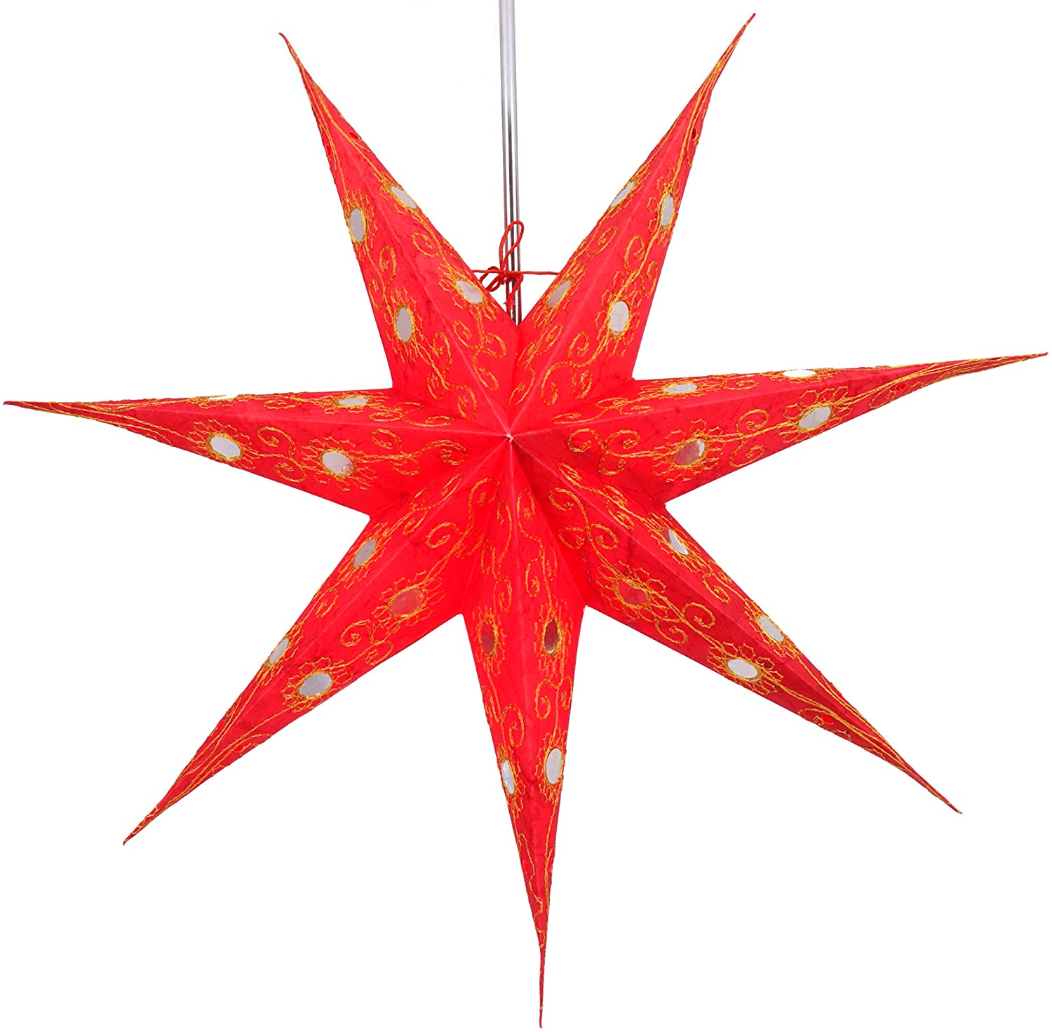 Guru-Shop Foldable Advent Light Paper Star Christmas Star Anubis Red Star Window Decoration 5 Tips