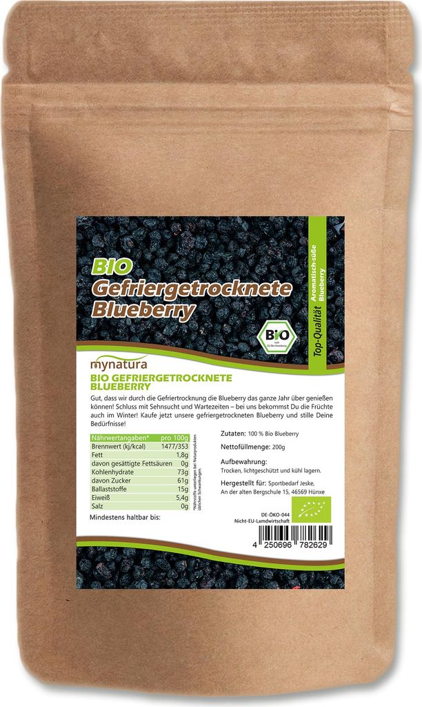 My natura Freeze-dried wild blueberries – Intense flavor & versatile use 2 x 0.2 kg 400g