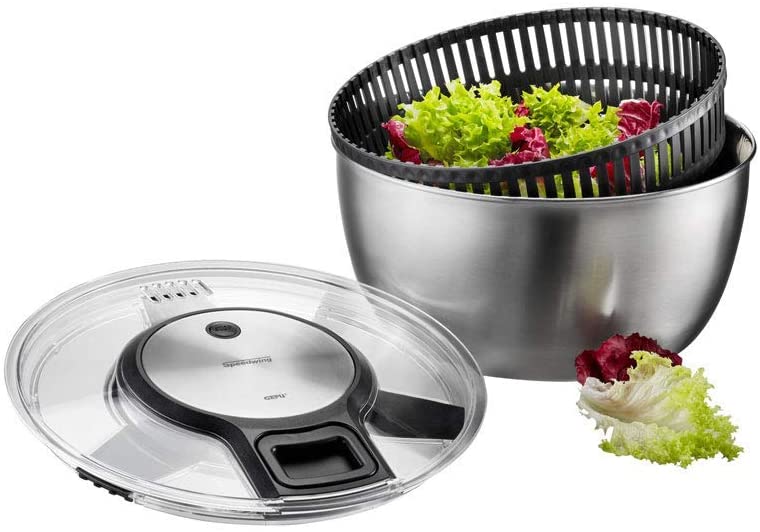 GEFU Original Speed Wing 28160 Salad Spinner - Excellent Dried Salad in Ready-to-Use Stainless Steel Bowl