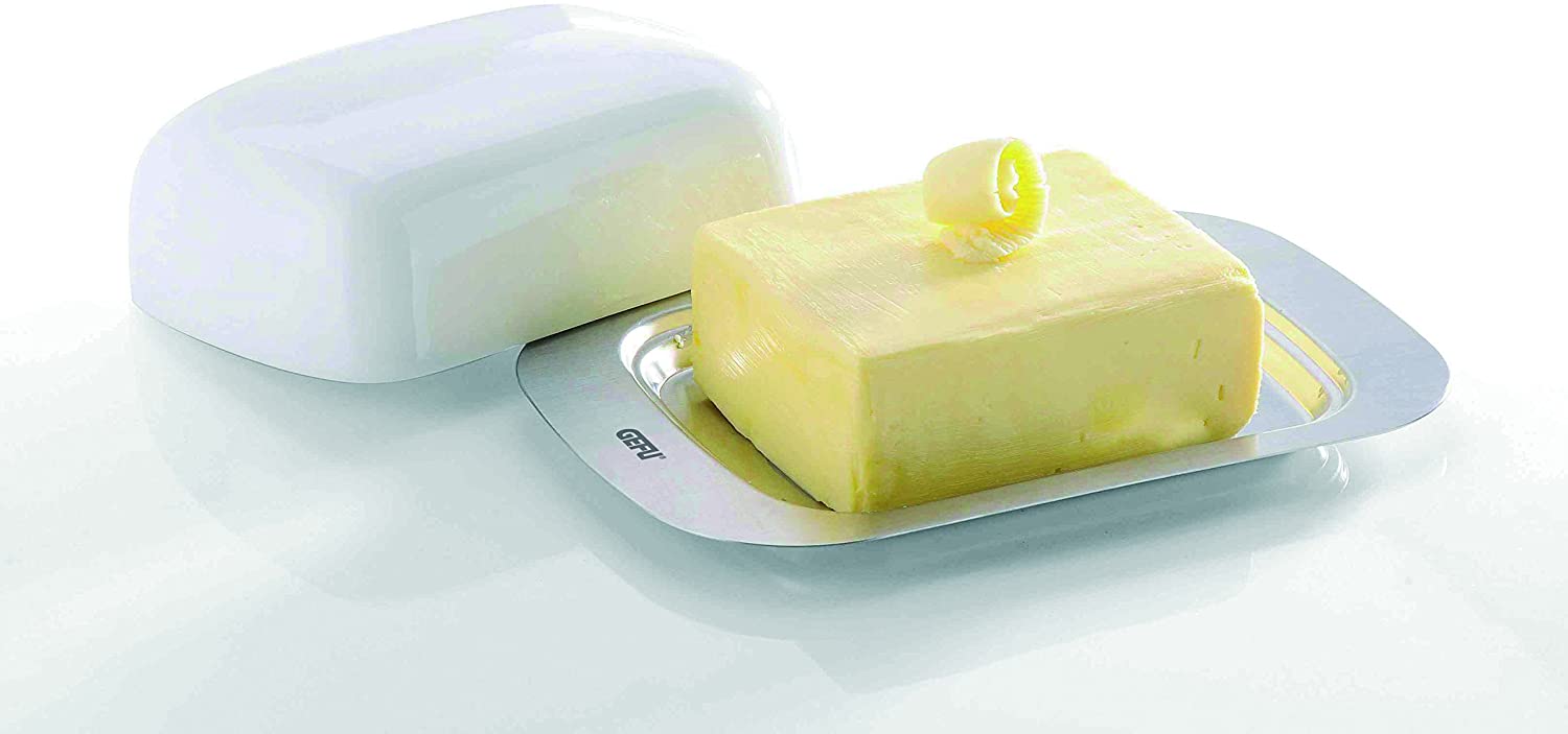 Gefu Butter Dish Servia, Accessories for the Kitchen, Stainless Steel/ Porcelain, 33610