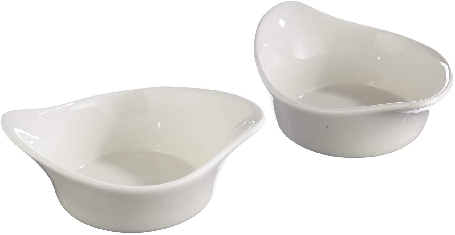 Gefu Creme Brulee Bowls, for Desserts, Oval, Porcelain, Diameter: 11cm, 2 Pieces, 35390