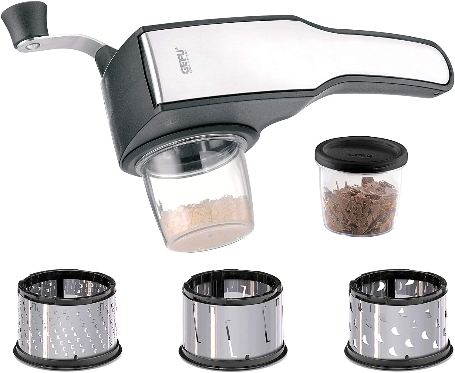 GEFU PECORINO Drum Grater + 3 Cutting Drums