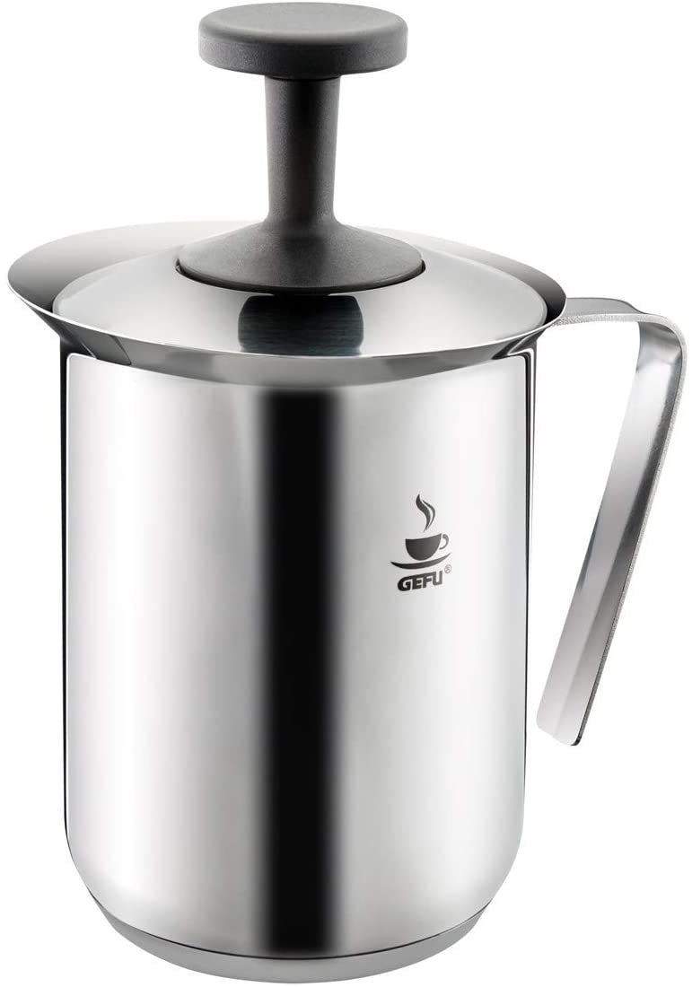 GEFU Riccardo 16360 Milk Frother Stainless Steel for Creamy Milk Foam Hot or Cold Milk