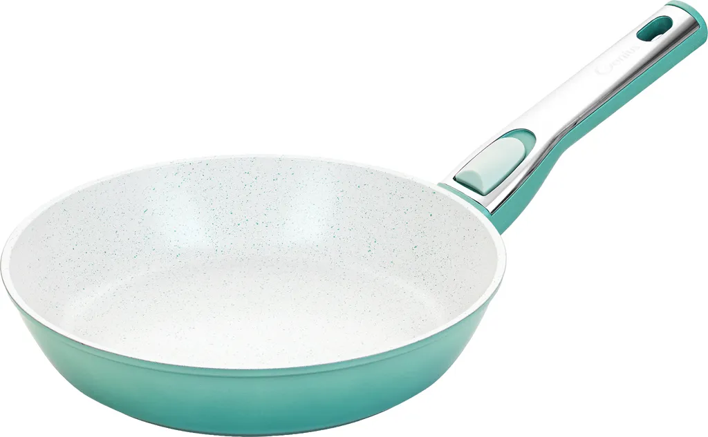Genius Cerafit Revolution frying pan 28 cm, ceramic non-stick coating, frying pan with glass lid, removable handle, suitable for all hob types