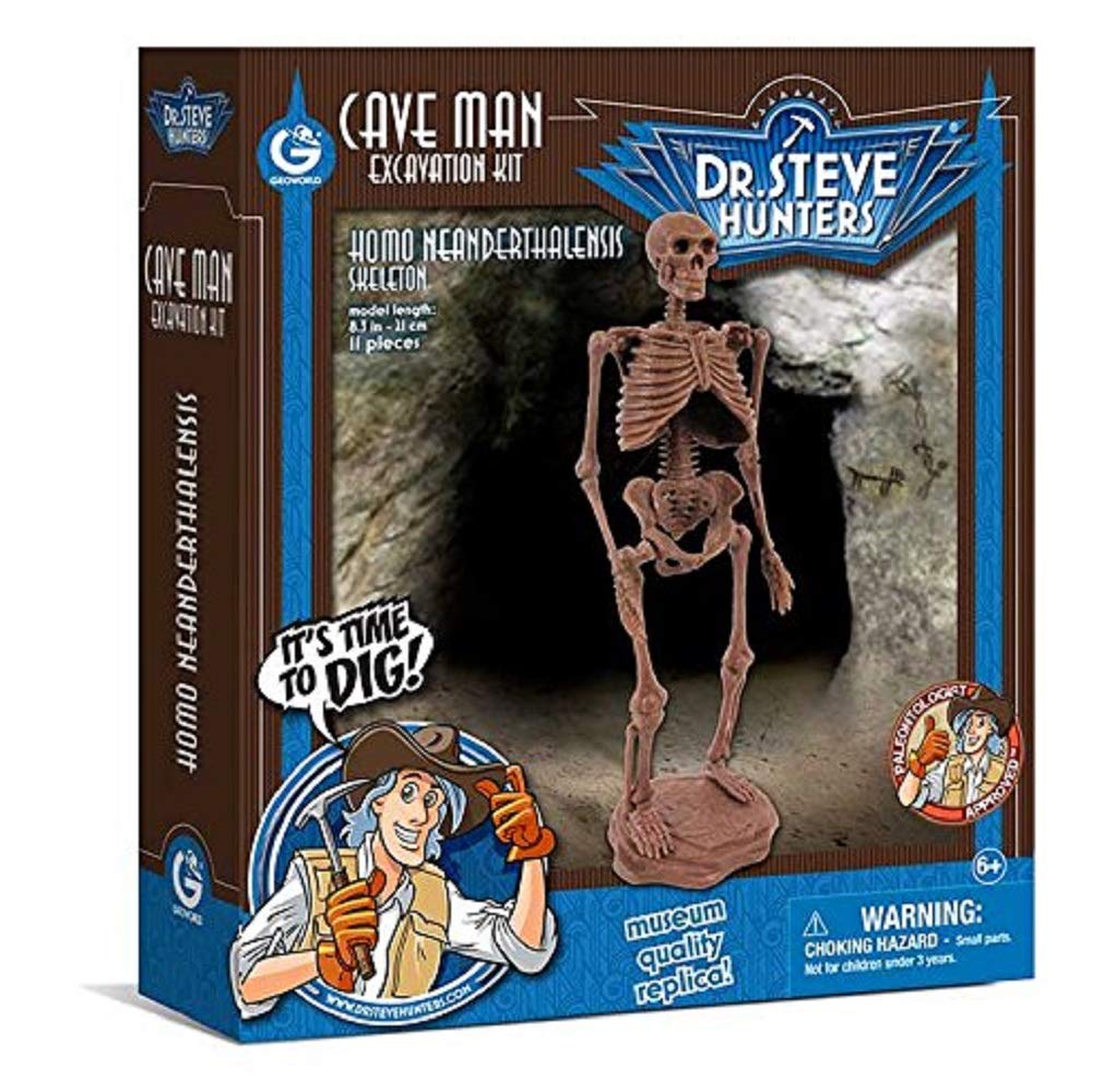 HQ Windspiration Geoworld 625284 – Dr. Steve Hunters: Dinosaur Excavation Kit – Caveman Skel