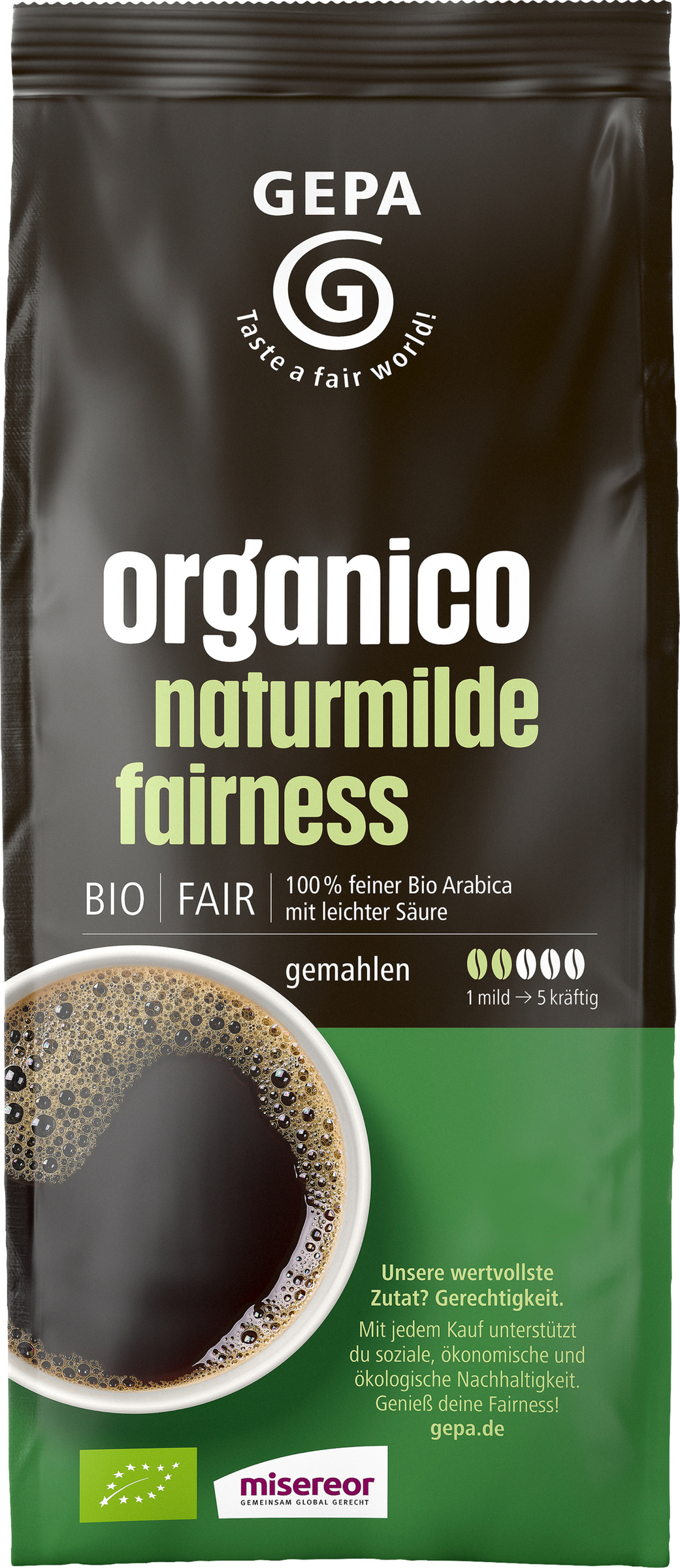 GEPA Organic Organic Coffee, naturally mild, fair trade, ground 500g