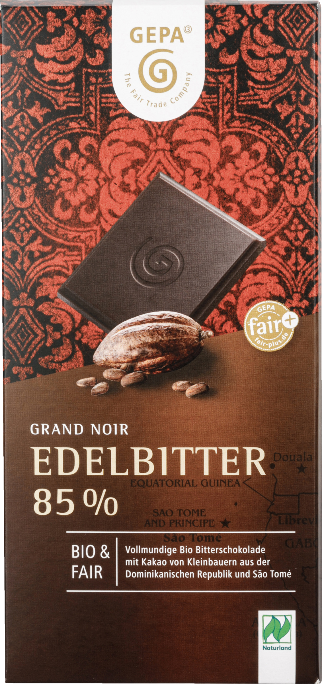GEPA Organic Fine Dark Chocolate with 85% Cocoa Naturland 100g