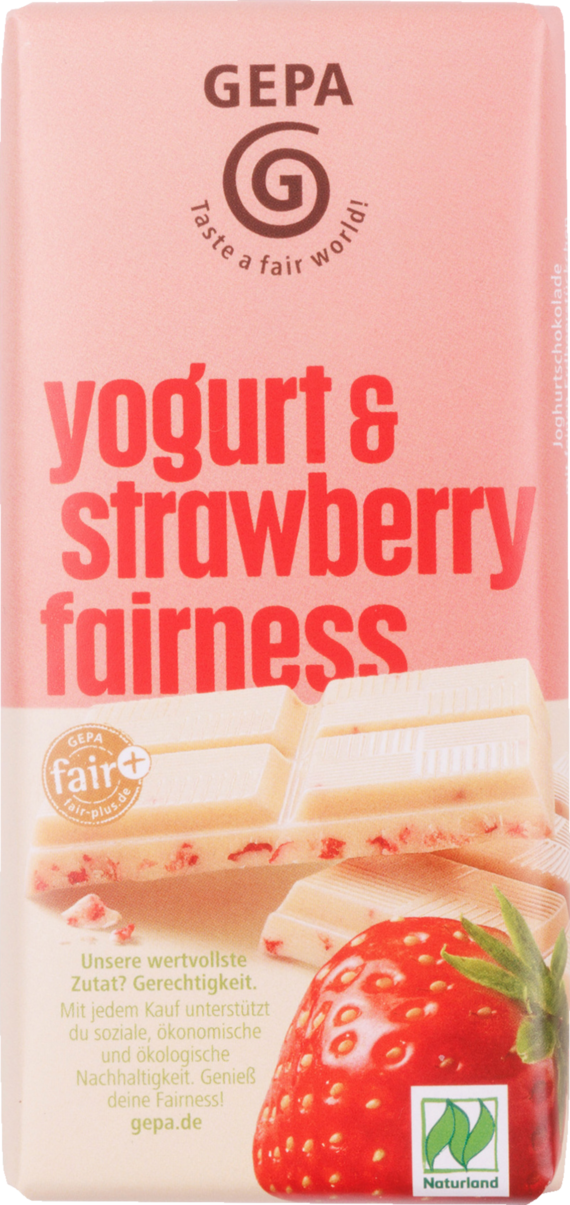 GEPA Organic Yogurt & Strawberry Fairness Chocolate Naturland 40g