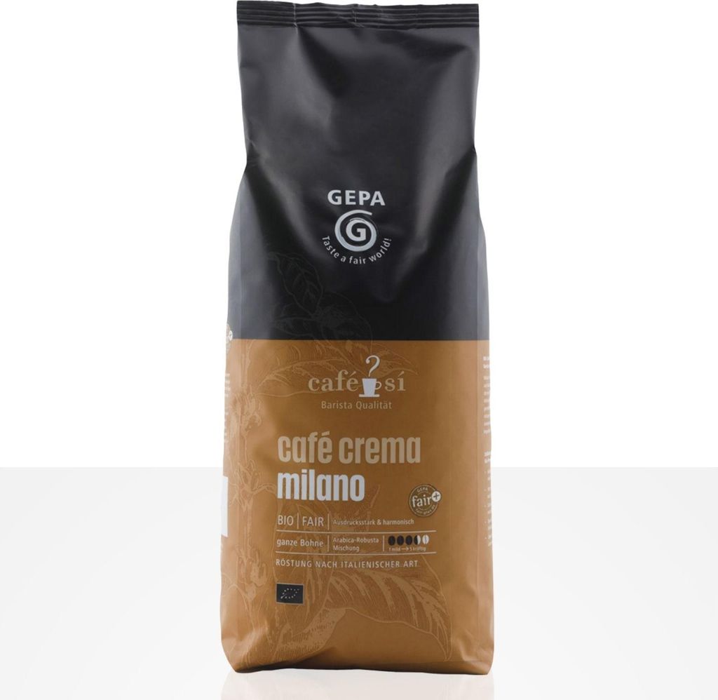 Gepa Cafe Si Cafe Crema Milano Fairtrade Coffee - 4 x 1kg Coffee Beans 4000g