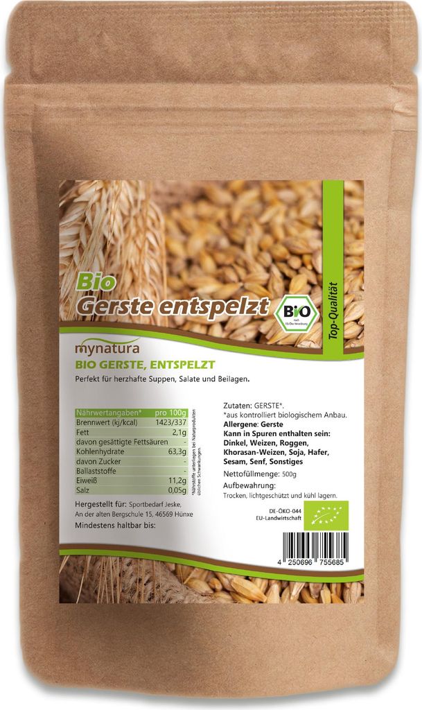 Hulled barley from Mynatura – natural product for versatile cooking & vegan diets 500g