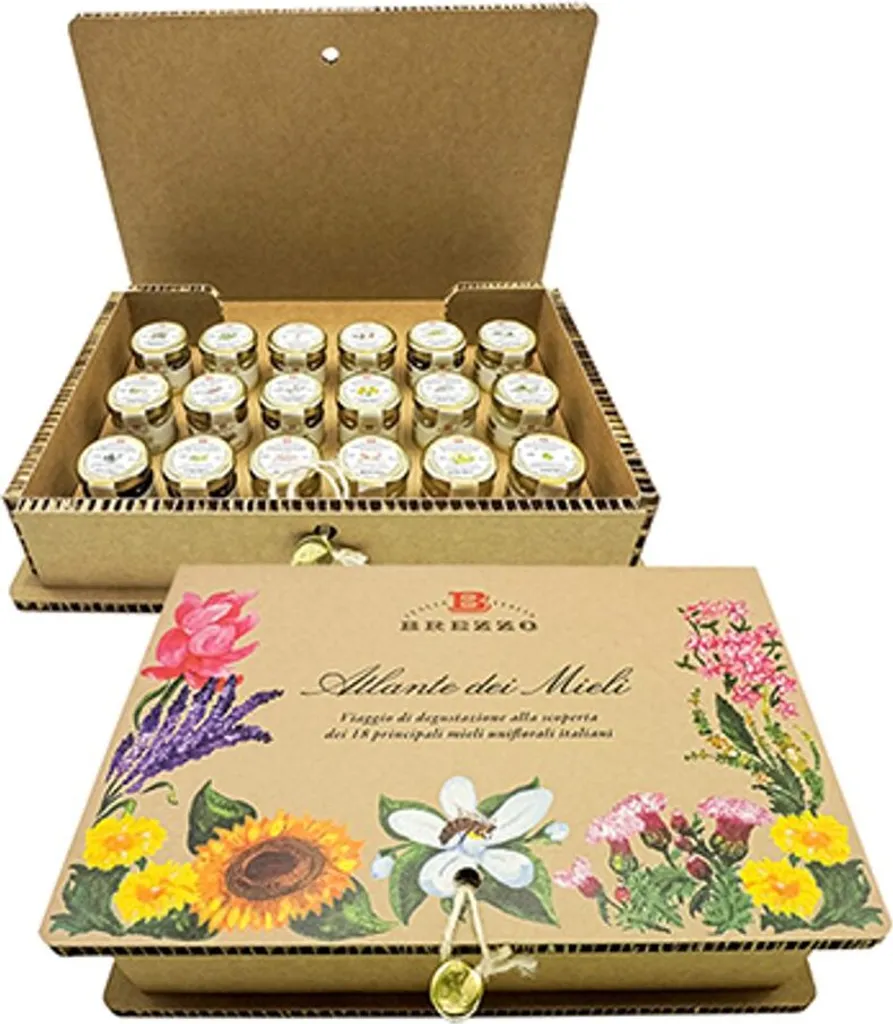 Brezzo Gift Pack Atlas Honey - 18 pieces of Italian honey, 630 g