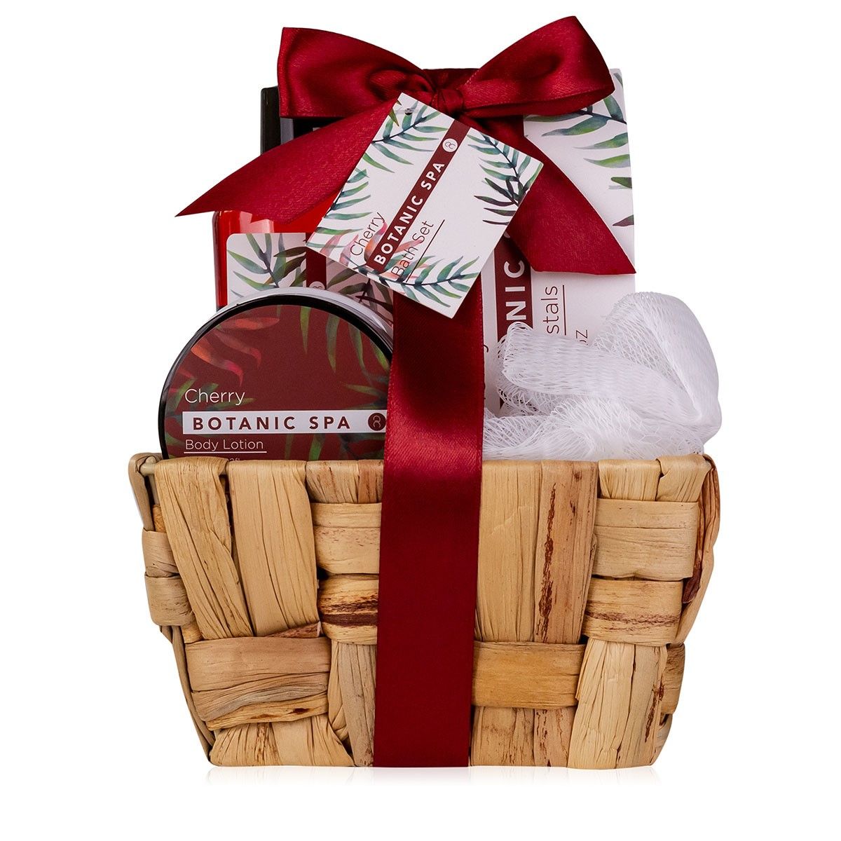 Gift set Bath set Care set Wellness Women's Cherry Spa Seagrass basket 4-piece