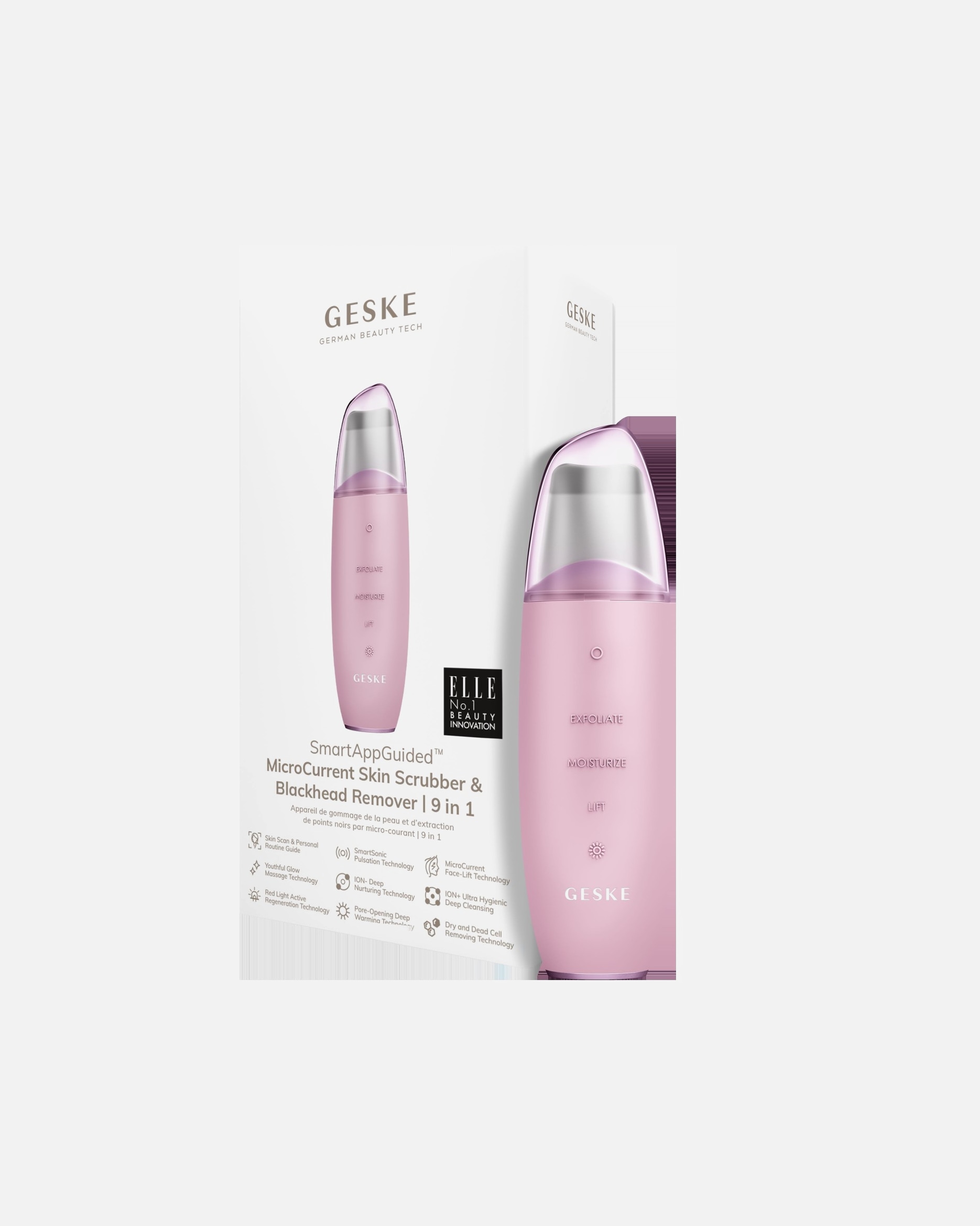 Geske Electric Facial Massager SmartAppGuided™ MicroCurrent Skin Scrubber & Blackhead Remover 9 in 1