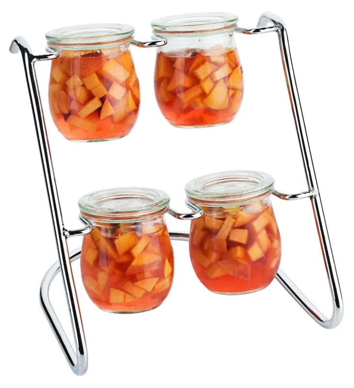 Rack with 4 preserving jars, chrome-plated rack, 21 x 22 x 21.5 cm