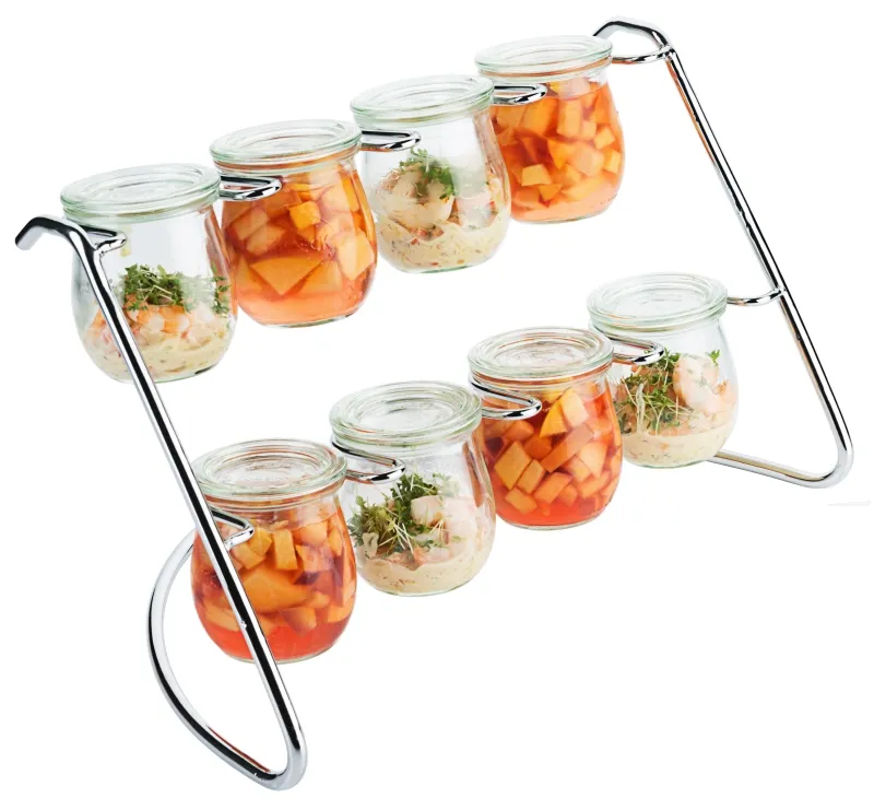 Contacto Rack with 8 preserving jars, chrome-plated rack, 38 x 22 x 21.5 cm