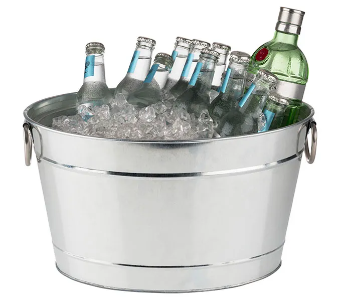 TIN beverage tub, galvanized metal with plastic insert, 40 x 28 cm, H: 22 cm, I: 11 ltr.